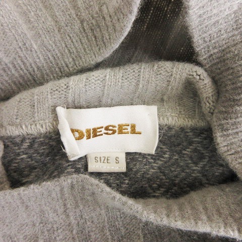 ディーゼル DIESEL ニット セーター 長袖 ハイネック 総柄 ウール グレー S ■SM1 メンズ_画像6