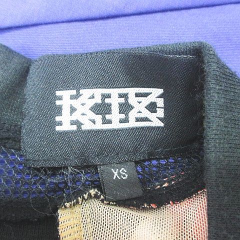 KIKXIC 半袖 ミニ丈 ワンピース XS 黒系 ブラック パッチワーク メッシュ シースルー 綿 コットン混 レディース_画像3