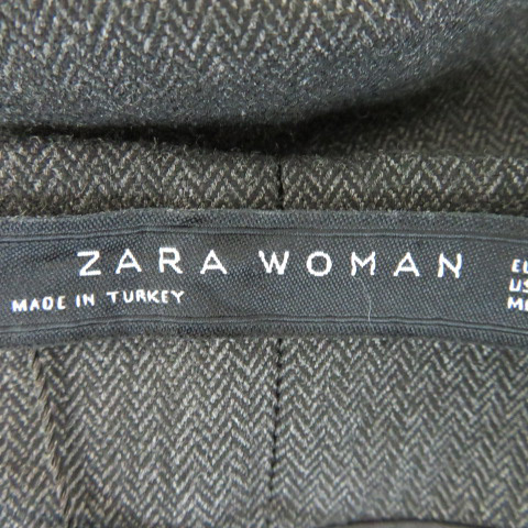 ザラウーマン ZARA WOMAN スラックス ストレートパンツ 七分丈 ウエストリボン ヘリンボーン柄 XS グレー /YK49 レディース_画像4