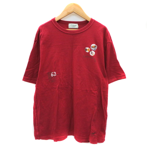 クロコダイル CROCODILE Tシャツ カットソー 半袖 ラウンドネック プリント L マルチカラー 赤 レッド /YK20 メンズ_画像1