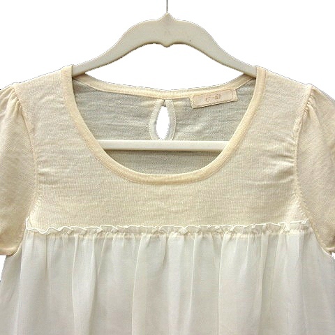 ef-de ef-de knitted cut and sewn short sleeves switch wool 9 yellow color cream /MN lady's 