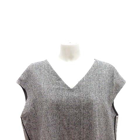  Moga MOGA blouse V neck French sleeve silk silk 2 charcoal gray /YK lady's 