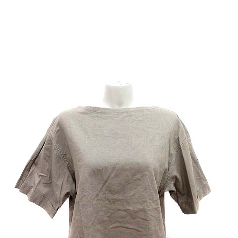  smock shop THE SMOCK SHOP blouse boat neck . minute sleeve flax .linen.S beige /YK lady's 