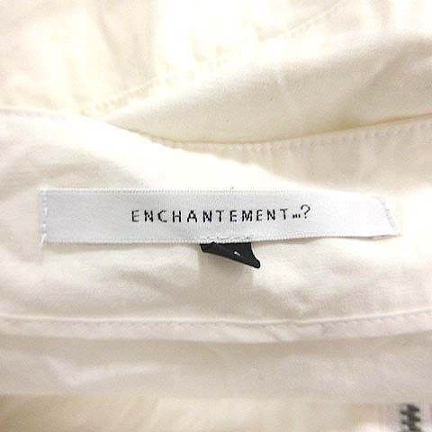  Anne shunt man ENCHANTEMEN T-shirt One-piece knee height . minute sleeve Zip up boat neck 38 white ivory /CT lady's 