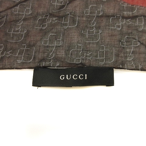  Gucci GUCCI шарф хлопок красный серия оттенок красного чёрный черный многоцветный #GY12 женский 
