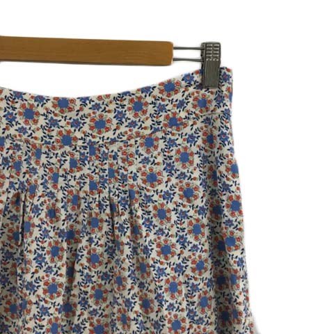  Agnes B agnes b. skirt pcs shape flair knees height floral print tuck 38 beige blue blue lady's 