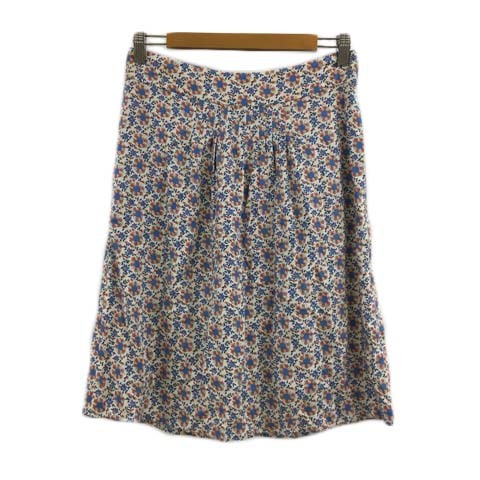  Agnes B agnes b. skirt pcs shape flair knees height floral print tuck 38 beige blue blue lady's 