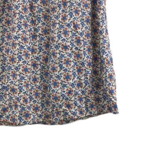  Agnes B agnes b. skirt pcs shape flair knees height floral print tuck 38 beige blue blue lady's 