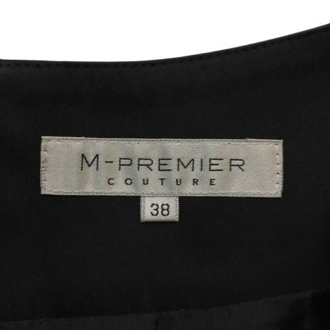 エムプルミエ M-Premier スカート 台形 プリーツ フレア 膝丈 無地 38 黒 ブラック レディース_画像5