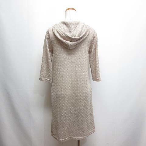  Cecil McBee CECIL McBEE with a hood . 7 minute sleeve long knitted cardigan M beige thin ... braided lady's 