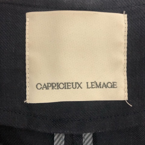 カプリシューレマージュ CAPRICIEUX LE'MAGE ジップアップ シャツ ワークシャツ 胸ポケット 長袖 麻 紺 ネイビー レディース_画像3