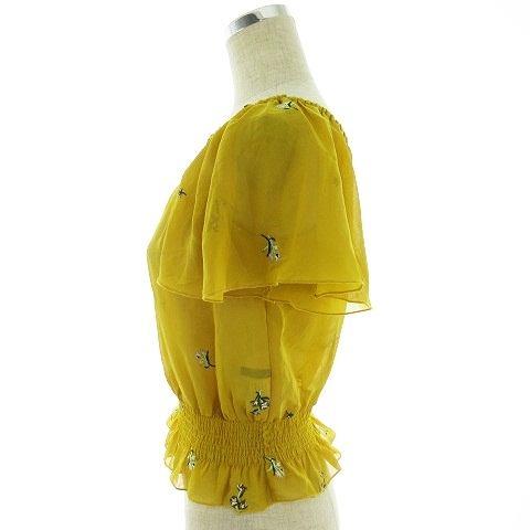  Heather Heather блуза cut and sewn короткий рукав off плечо pe слива sia- тонкий цветочный принт вышивка F желтый желтый tops женский 