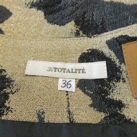  La Totalite La TOTALITE юбка Jaguar do тугой колено длина ламе глянец чувство стрейч цветочный принт 36 Gold /CK15 * женский 