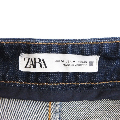 ザラ ZARA デニムパンツ ジーンズ テーパード インディゴ 青 ブルー M レディース_画像6