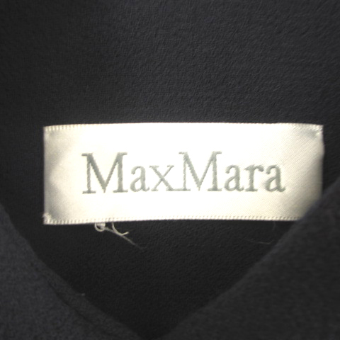 マックスマーラ MAX MARA 白タグ ステンカラー コート 1B ウール ネイビー 紺 38 M位 アウター IBO43 レディース_画像7