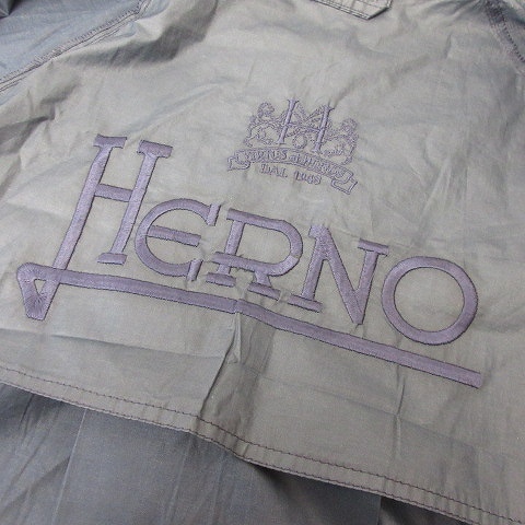ヘルノ HERNO ステンカラーコート レインコート ロング 帽子付き 薄手 ネイビー 紺 Lサイズ相当 ■GY09 レディースの画像8