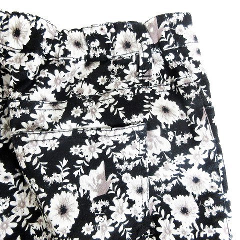  As Know As dubazas know as de base PEANUTS tapered pants Zip fly floral print total pattern * black white black bottoms lady's 