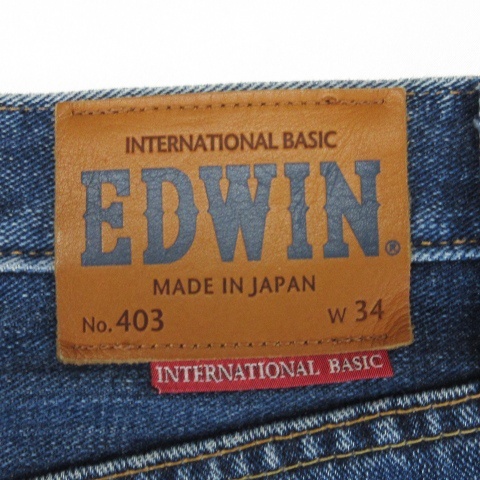 エドウィン EDWIN ストレート デニム パンツ ジーンス USED加工 403 インディゴ 34 メンズ_画像6