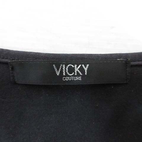 ビッキー VICKY 半袖 カットソー Tシャツ ラインストーン装飾 2 黒 ブラック レディース_画像3