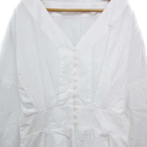  Kei Be efKBF Urban Research блуза рубашка pe слива длинный рукав V шея переключатель .. чувство одноцветный F белый белый /FF31 женский 