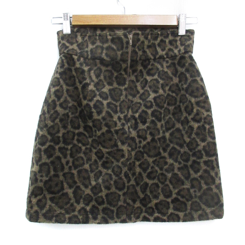  emo daEMODA trapezoid skirt culotte mini height high waist leopard print Leopard pattern M beige black black /FF17 lady's 