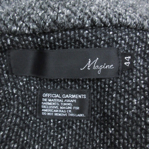 マージン Magine ニットジャケット ミドル丈 ショールカラー シングルボタン 総柄 44 グレー 白 ホワイト /FF45 メンズ_画像5