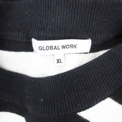 グローバルワーク GLOBAL WORK ニット カットソー 長袖 クルーネック ボーダー柄 XL ホワイト 白 /YM2 メンズ_画像4