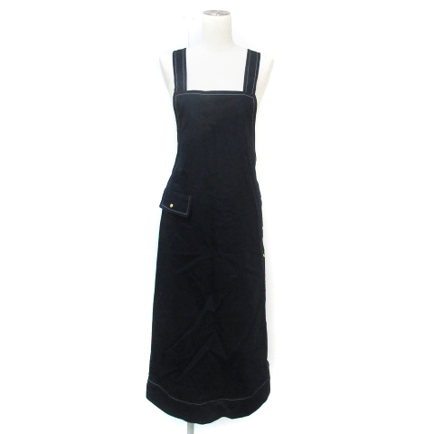  slow b Iena SLOBE IENA overall skirt jumper skirt long height maxi height square neck plain 36 navy blue navy lady's 