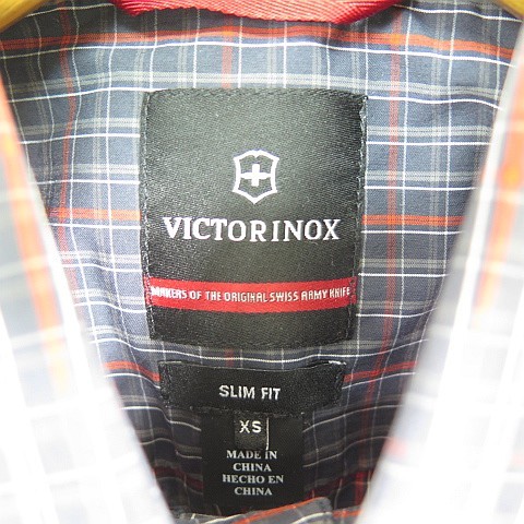 ビクトリノックス VICTORINOX コットンシャツ 長袖 ストレッチ SLIM FIT XS チェック チャコール 2sa5054 メンズ_画像5