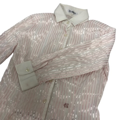  Nara Camicie NARA CAMICIE рубашка длинный рукав постоянный цвет полоса Logo вышивка хлопок .0 розовый белый белый женский 