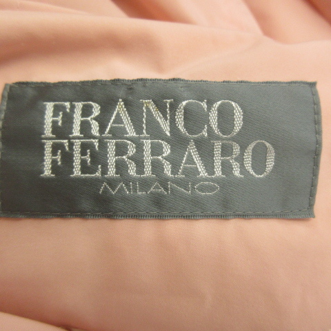 フランコフェラーロ FRANCO FERRARO 中綿コート キルティングコート ひざ丈 ダブル フード ベルト ピンク 2 約M 0808 レディース_画像5