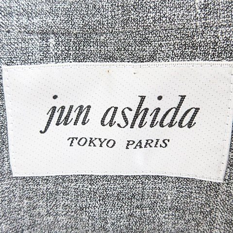 ジュンアシダ jun ashida テーラードジャケット チェック柄 リネン 麻 グレー 赤 レッド 13 レディース_画像3