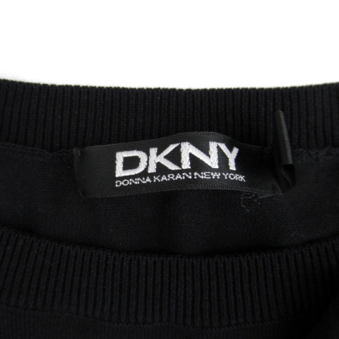  Donna Karan New York DKNY One-piece mi leak height 7 minute sleeve round neck do Le Mans sleeve switch S black black /SM27 lady's 