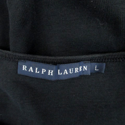  Ralph Lauren RALPH LAUREN cut and sewn V neck long sleeve plain L black black /HO40 lady's 