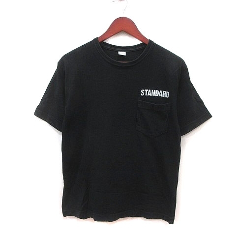 スタンダード STANDARD Tシャツ カットソー クルーネック ワンポイント 半袖 S 黒 ブラック 白 ホワイト /MS メンズ_画像1