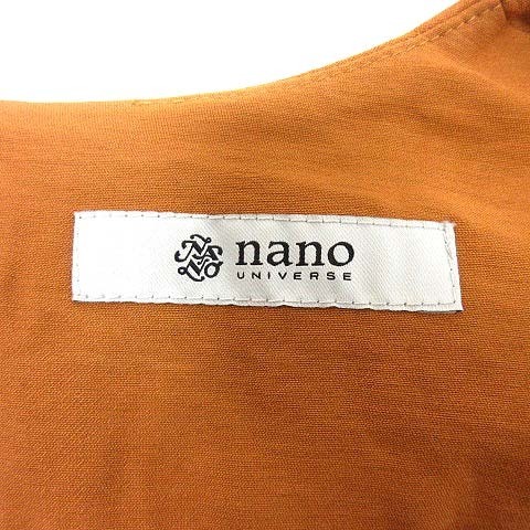 ナノユニバース nano universe ワンピース ひざ丈 Vネック 長袖 38 茶 キャメル /YK レディース_画像5