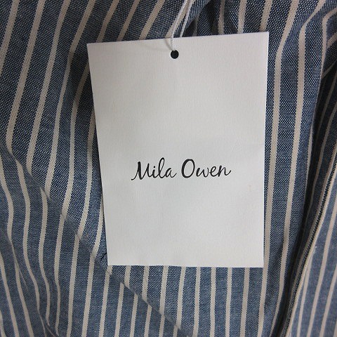 未使用品 ミラオーウェン Mila Owen テーラードジャケット ダブル ストライプ F 紺 ネイビー 白 ホワイト /YI レディース_画像7