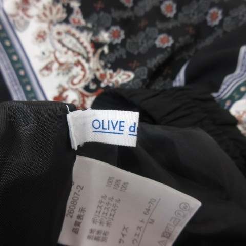 オリーブ デ オリーブ OLIVE des OLIVE ロングスカート フレア ギャザー 総柄 M マルチカラー /YI レディース_画像5