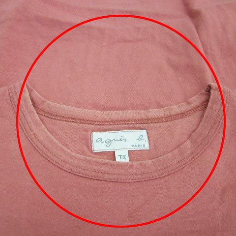 アニエスベー agnes b. Tシャツ カットソー 半袖 ラウンネック ロゴ T3 ピンク /MS41 レディースの画像4