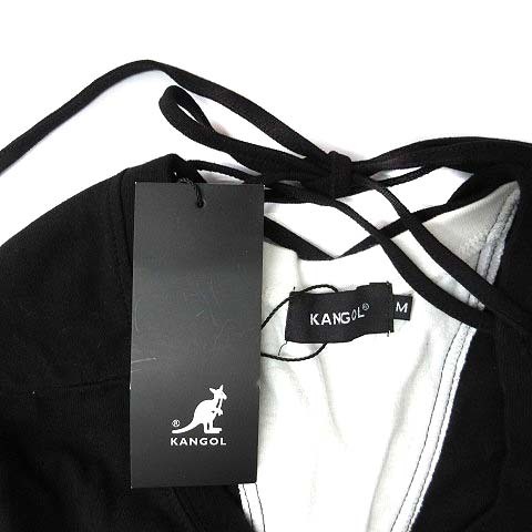 未使用品 カンゴール KANGOL バックデザイン ロンT カットソー Tシャツ 長袖 レースアップ ブラック 黒 M KPlC-00101 レディース_画像3
