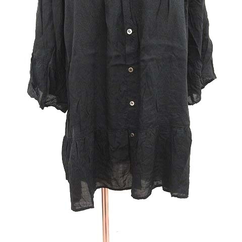  Zucca zucca no color shirt 7 minute sleeve flair sleeve tunic height frill gya The -M black black /CT lady's 