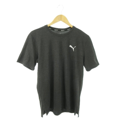 プーマ PUMA RUN Tシャツ カットソー クルーネック 半袖 ストレッチ ロゴ ランニング スポーツ M グレー /AO6 ☆ メンズ_画像1