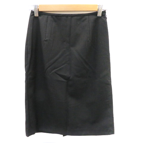  clamp ryus Michel Klein MK KLEIN+ tight skirt mi leak height slit pinstripe pattern wool 36 black black /YK42 lady's 