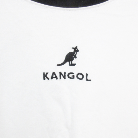 カンゴール KANGOL Tシャツ カットソー 半袖 ラウンドネック ロゴ刺? M 白 黒 ホワイト ブラック /FF38 レディース_画像3