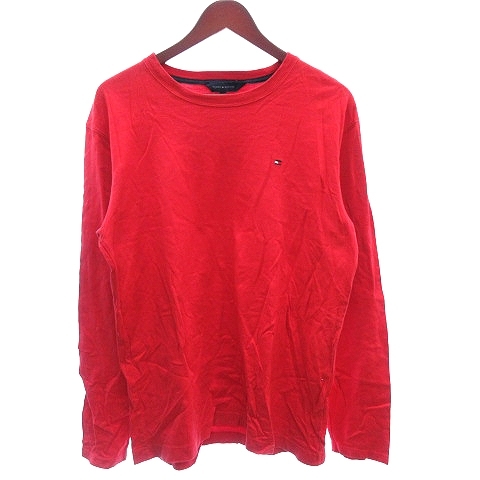 トミーヒルフィガー TOMMY HILFIGER カットソー Tシャツ ボートネック 刺繍 長袖 XL 赤 レッド /AU メンズ_画像4