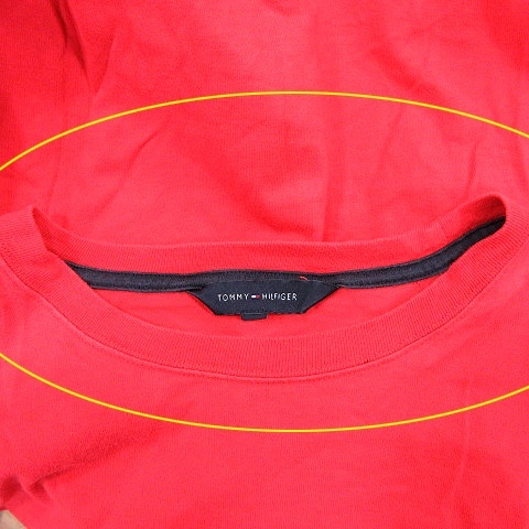トミーヒルフィガー TOMMY HILFIGER カットソー Tシャツ ボートネック 刺繍 長袖 XL 赤 レッド /AU メンズ_画像5