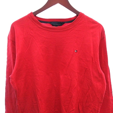 トミーヒルフィガー TOMMY HILFIGER カットソー Tシャツ ボートネック 刺繍 長袖 XL 赤 レッド /AU メンズ_画像3