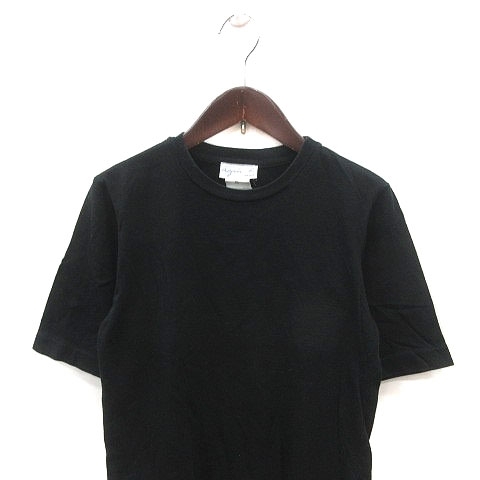 アニエスベー agnes b. Tシャツ カットソー クルーネック 五分袖 0 黒 ブラック /MS レディース_画像2