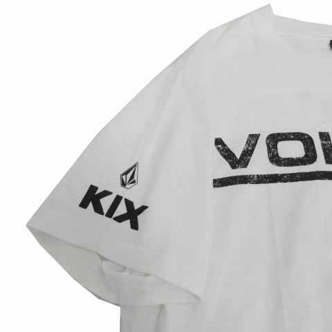  Volcom VOLCOM T-shirt ound-necked short sleeves Logo print back print cotton white black black M men's 