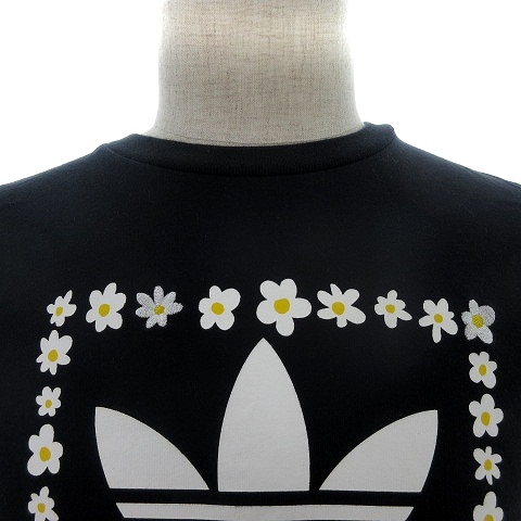 アディダス adidas PHARRELL WILLIAMS Tシャツ カットソー 半袖 クルーネック コットン 薄手 プリント XS 黒 ブラック /BT メンズ_画像4